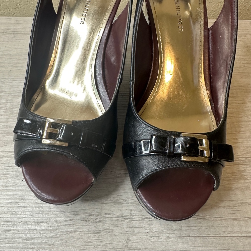 Tommy Hilfiger Black Platform Wedges in Size 6 EUC - Picture 5 of 10